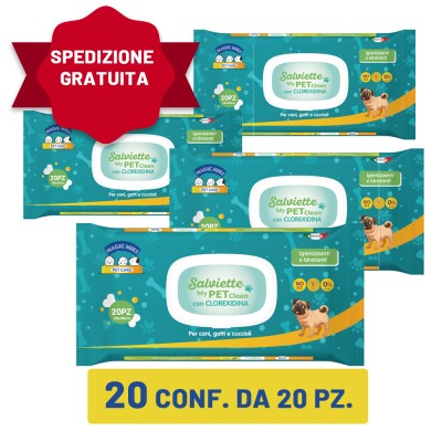 20 confezioni di Salviette imbevute alla Clorexidina 20 pz.